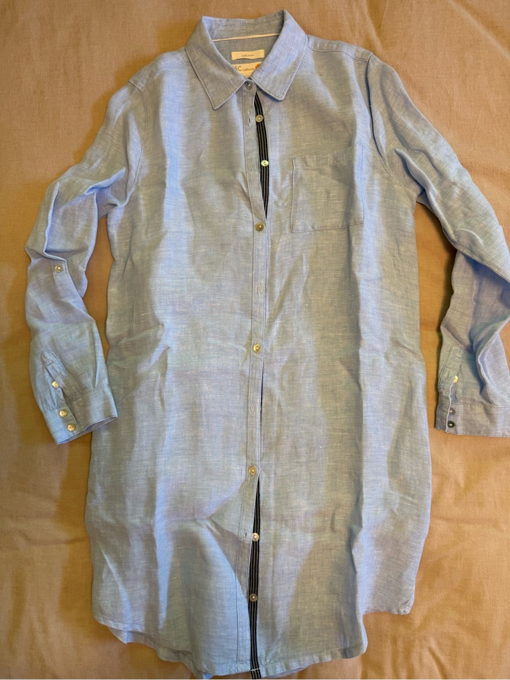 C&C California Light Blue Long Sleeve Shirt Dress